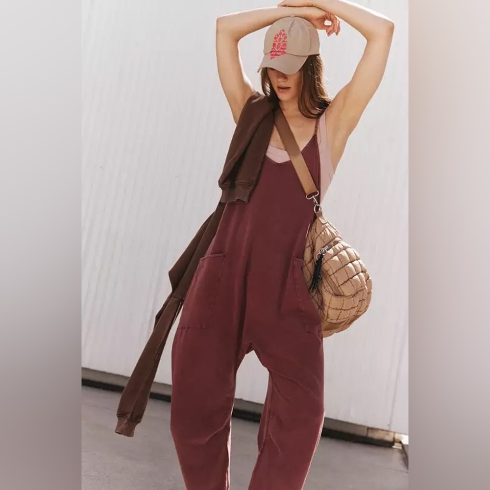 Free People Burgundy Jumpsuit